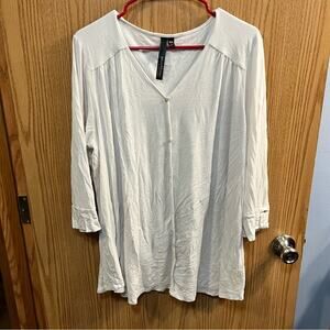 EllumiNation by Nikki Parker Faux Button Down Top 3/4 Sleeve Plus Size 3X